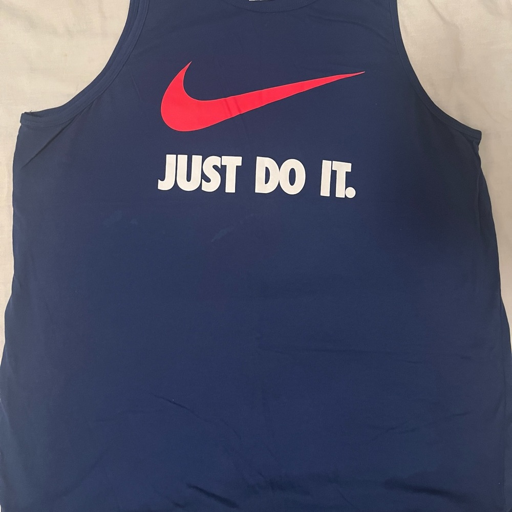 LARGE NIKE TANK TOP NEVER WORN!!! Blue with red and white logo
